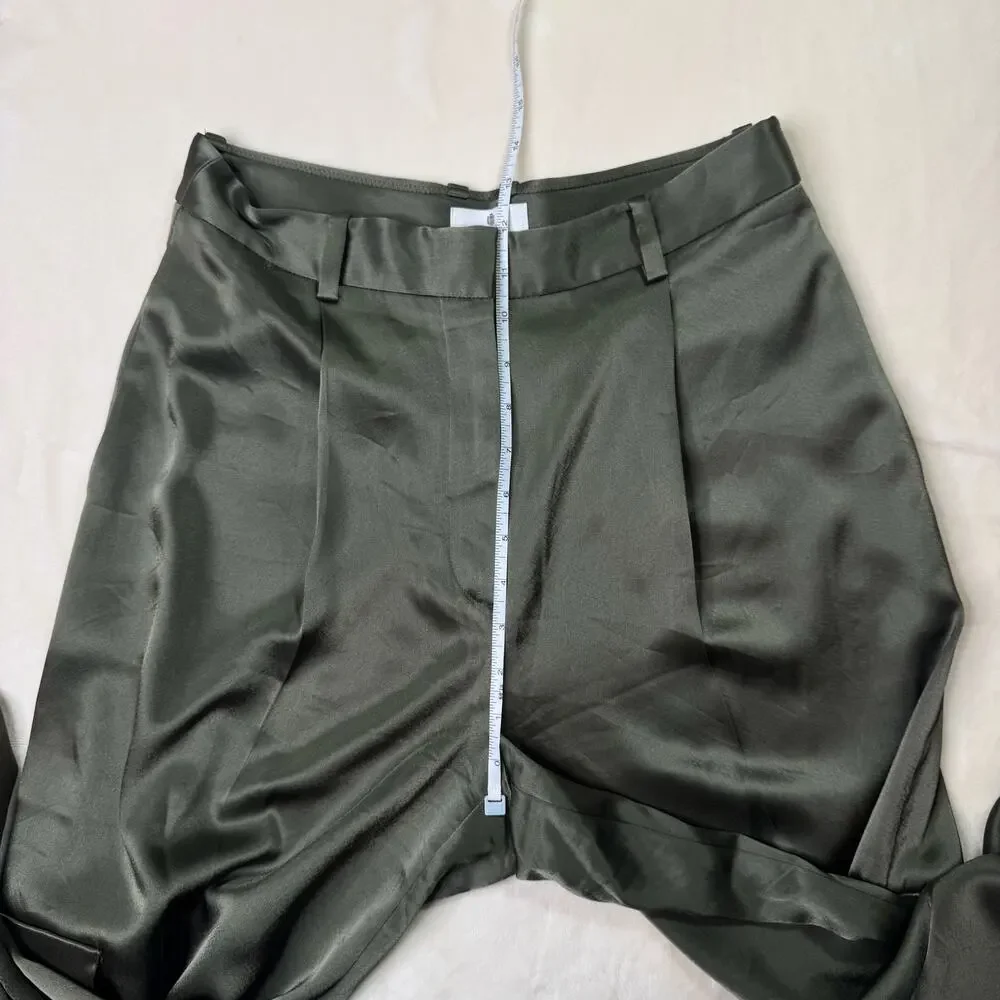 Aritzia Babaton Outgoing Satin Cargo Pants Relaxed Olive Green Women’s 8 Utility - Picture 16 of 16